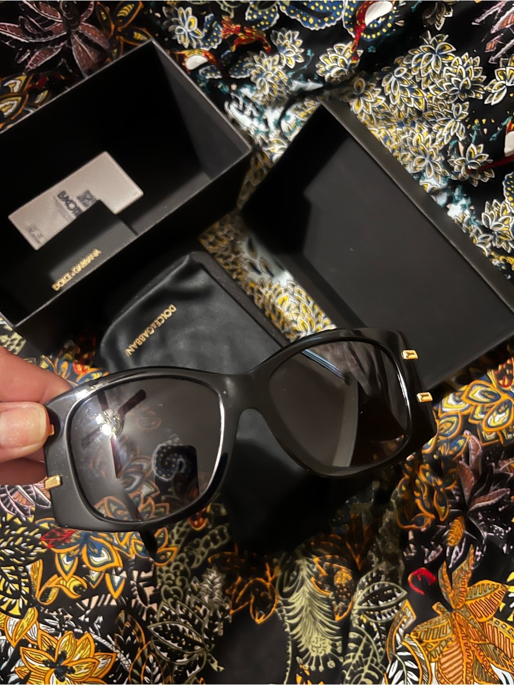 Dolce & Gabbana Black Sunglasses with Gold Accents